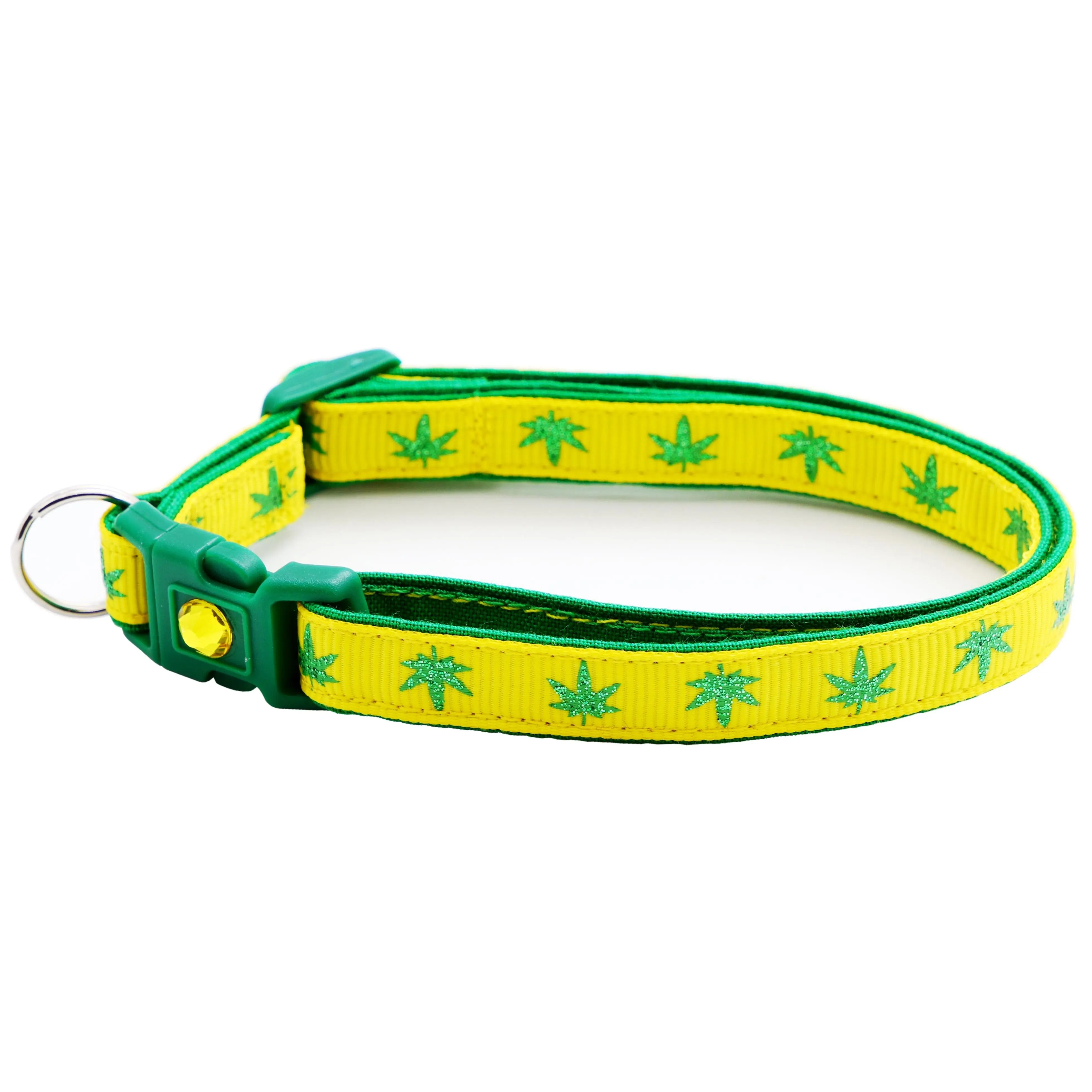 Marijuana Leaves Breakaway Cat Collar