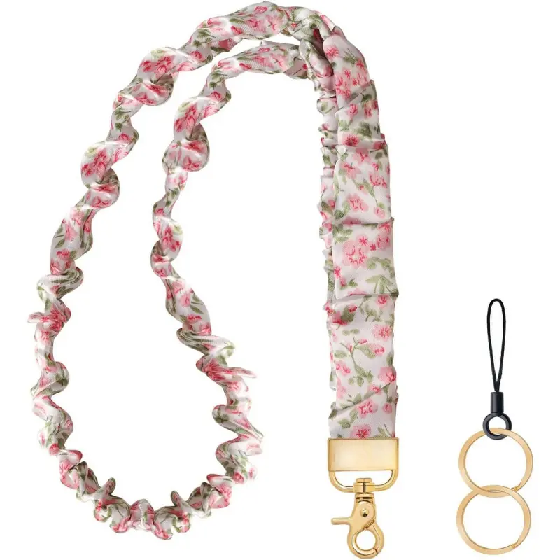 Women's Scrunchie Teacher Lanyard - Long-Strap Keychain Accessory for Keys, ID Badges, Name Tag, Card Holders, Wallets