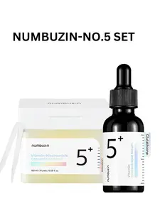 Numbuzin No.5+ Vitamin Concentrated Serum & No.5 Toner Pads Set - Brightening & Hyperpigmentation Care Skincare Skin Repair