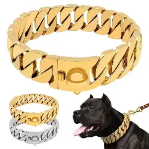 32mm Extra-Thick StainlessCuban necklace bracelet Chain for DogDesian with Secure Double Lock -PerfectAccessory for Your Pooch's Everyday Style& Special Occasions Collars Pet Gear