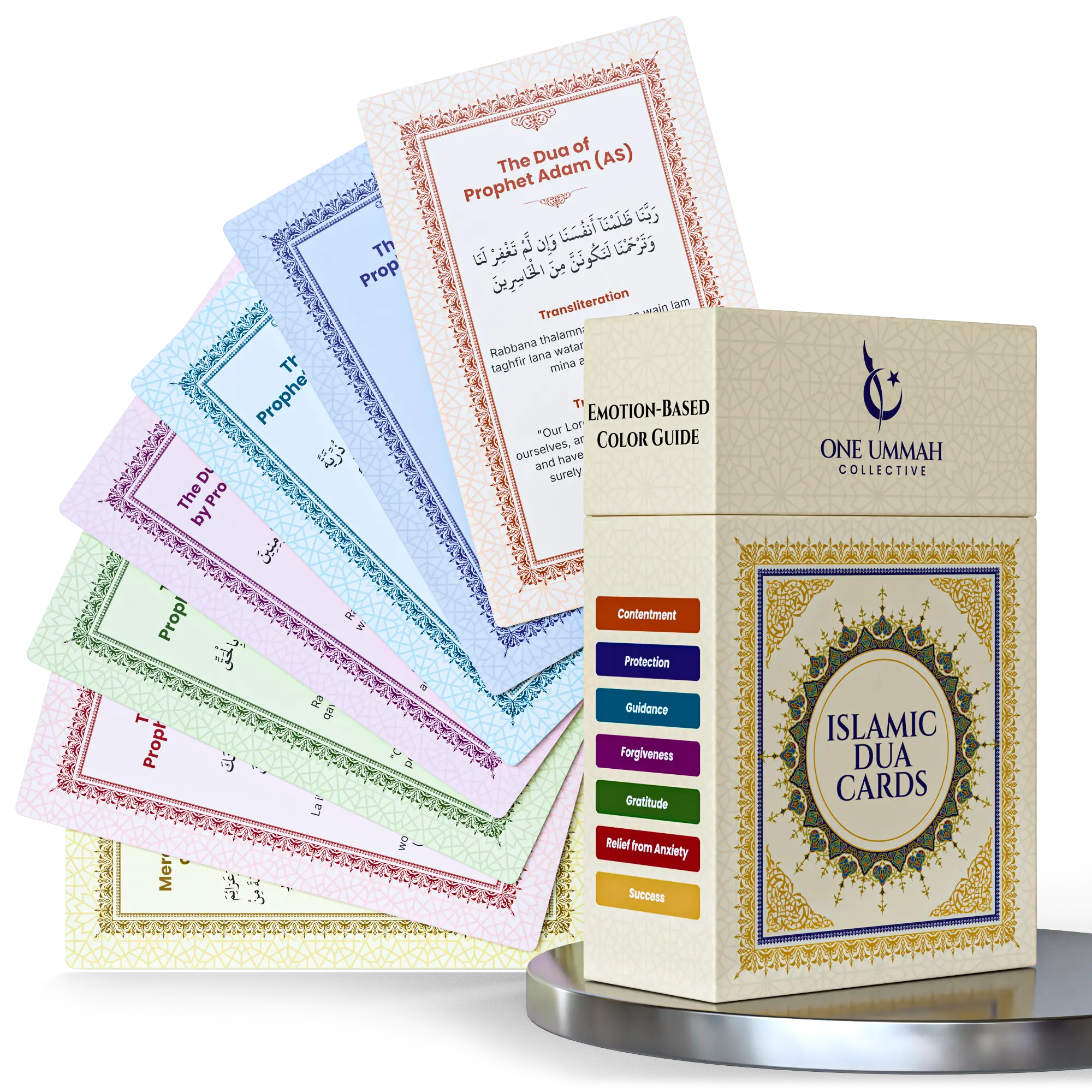 Dua Flash Cards - Color-Coded by Emotions - Bilingual Supplications with Translation, Transliteration & Story - Quran & Sunnah Prayers, Ramadan and Eid Gift, Colorful, Thoughtful Gift