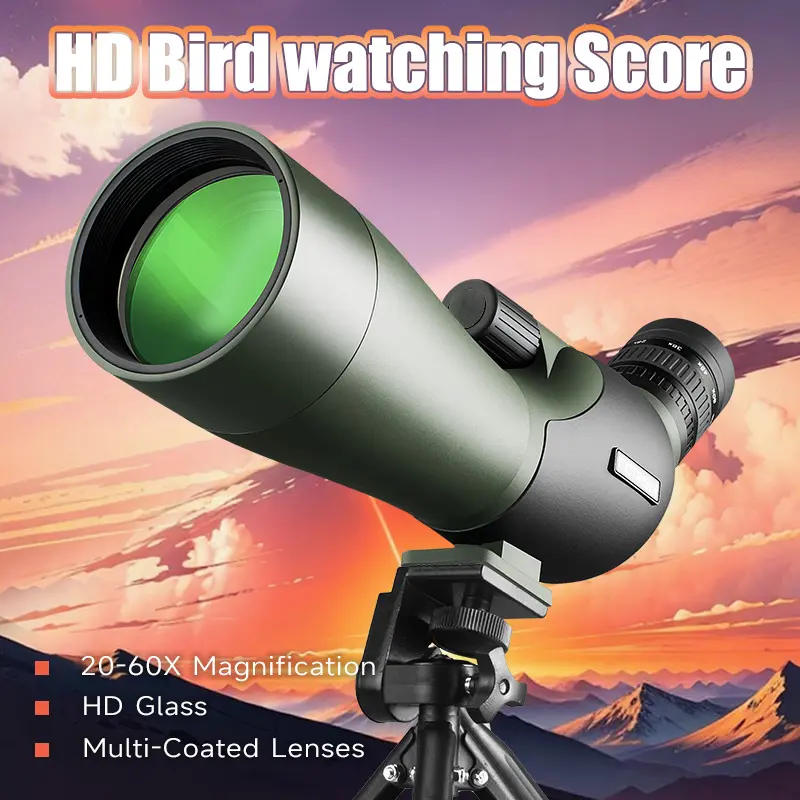 Professional Grade 20-60x Zoom Bird Watching Telescope, High Definition Outdoor Hunting Scope, Large Aperture 70mm Lens