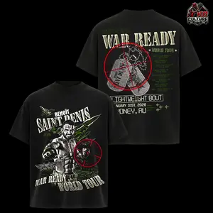 UFC Benoit Saint Denis "War Ready World Tour" Retro MMA T Shirt, Vintage Graphic Tee, Oversized Shirt, God of War Fighter Shirt, Y2K Streetwear Graphic Tee, Unisex Cotton, UFC Fan Merch Gift
