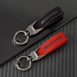 Suede Leather Motorcycle Emblem Keychain, Auto Logo Keyring for Mercedes-Benz Amg, Gifts for Friends, Women & Men, Car Accessories