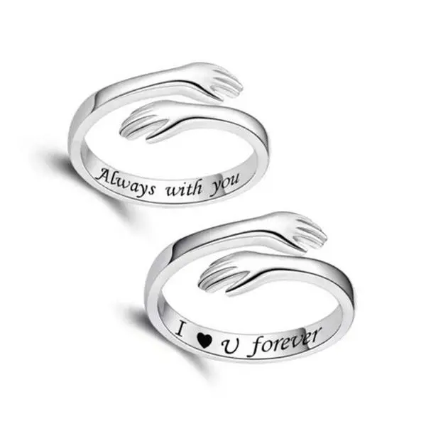 Back to School Gift , Adjustable Hug Rings for Women, Open Hug Promise Rings, Minimalist Friendship Jewelry Gift for Daughter, Sister & Best Friend