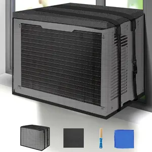 Window Air Conditioner Cover Outdoor, Outside Window AC Unit Cover Black Dust-Proof  Outdoor Window AC Protection(17Wx13Dx12H)
