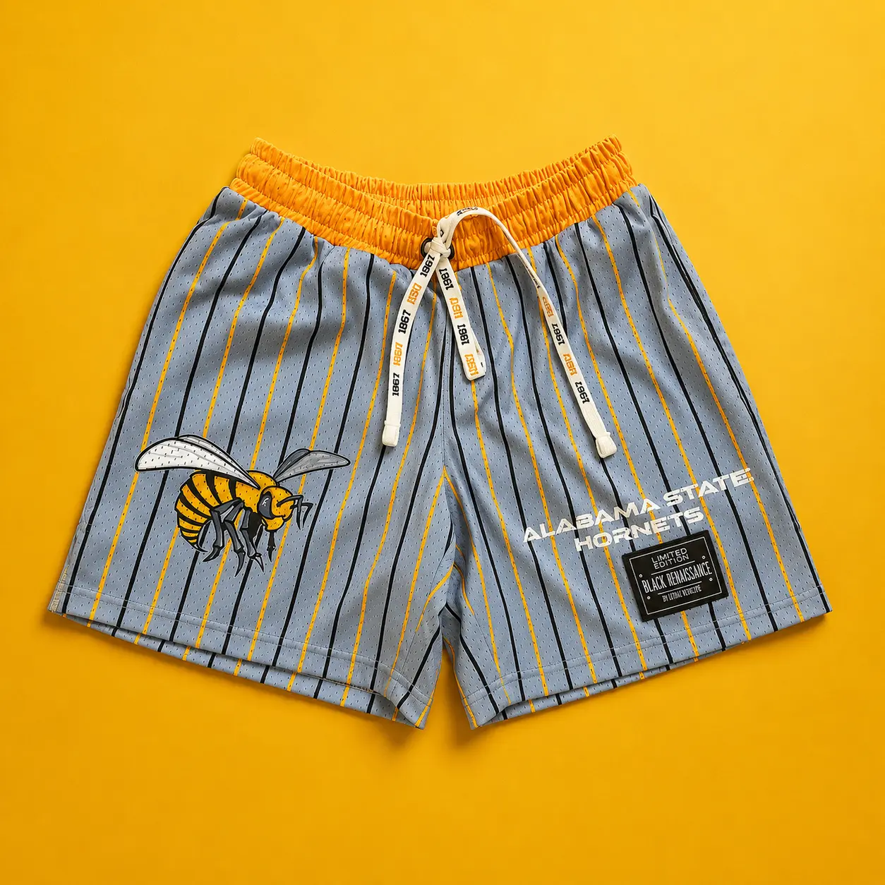 Alabama State Big Pinstripe Shorts in Steel Gray