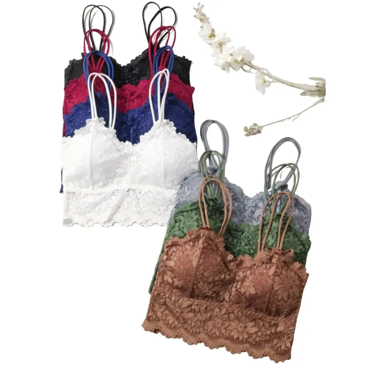 Women's Sunflower Embroidered Crocheted Lace Bralette - Sexy Backless Wireless Lingerie for Women, Soft Low Support Nylon Blend Daily Wear with Removable Pads, Style, Solid, Breathable, Brallette, Fabrics, Lady, Strapless, Sunflower Detail, Sexy Lace For