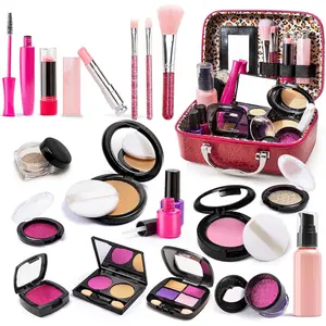 Pretend Makeup Toy Sets for Girls Age 3-8,Toddler Makeup Kit for Play Vanity Set, Washable Fake Cosmetic Dress Up Toys, Princess Style Beauty Accessories Gift for 3-12 Year Old Kids