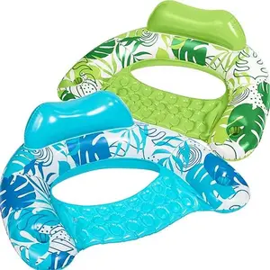 Sloosh Inflatable Pool Floats Adult, 2 Pack Pool Chairs with Cup Holders,Blow up Floating Pool Floats Chair Valentine's Day Gifts for Kids
