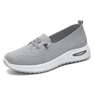 Women's Knit Lace-Up Casual Sneakers - Stylish Design with Breathable Fabric and Cushioned Sole for All-Day Comfort and Effortless Fashion Statement