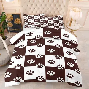 Animal Paw Print Pattern Comforter Set, Soft And Durable Bedding Set, Includes 1 Comforter And 1 Or 2 Pillowcases, Suitable For Children And Adults Daily Holiday Birthday Gifts Bedroom Decorations