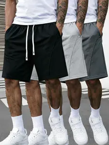 Pack of 1–3 unisex casual athletic shorts; solid-color casual athletic shorts; solid colors suitable for outdoor sports.