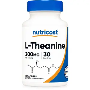 Nutricost L-Theanine 200mg Capsules – 30 Servings, Non-GMO, Gluten-Free Dietary Supplement