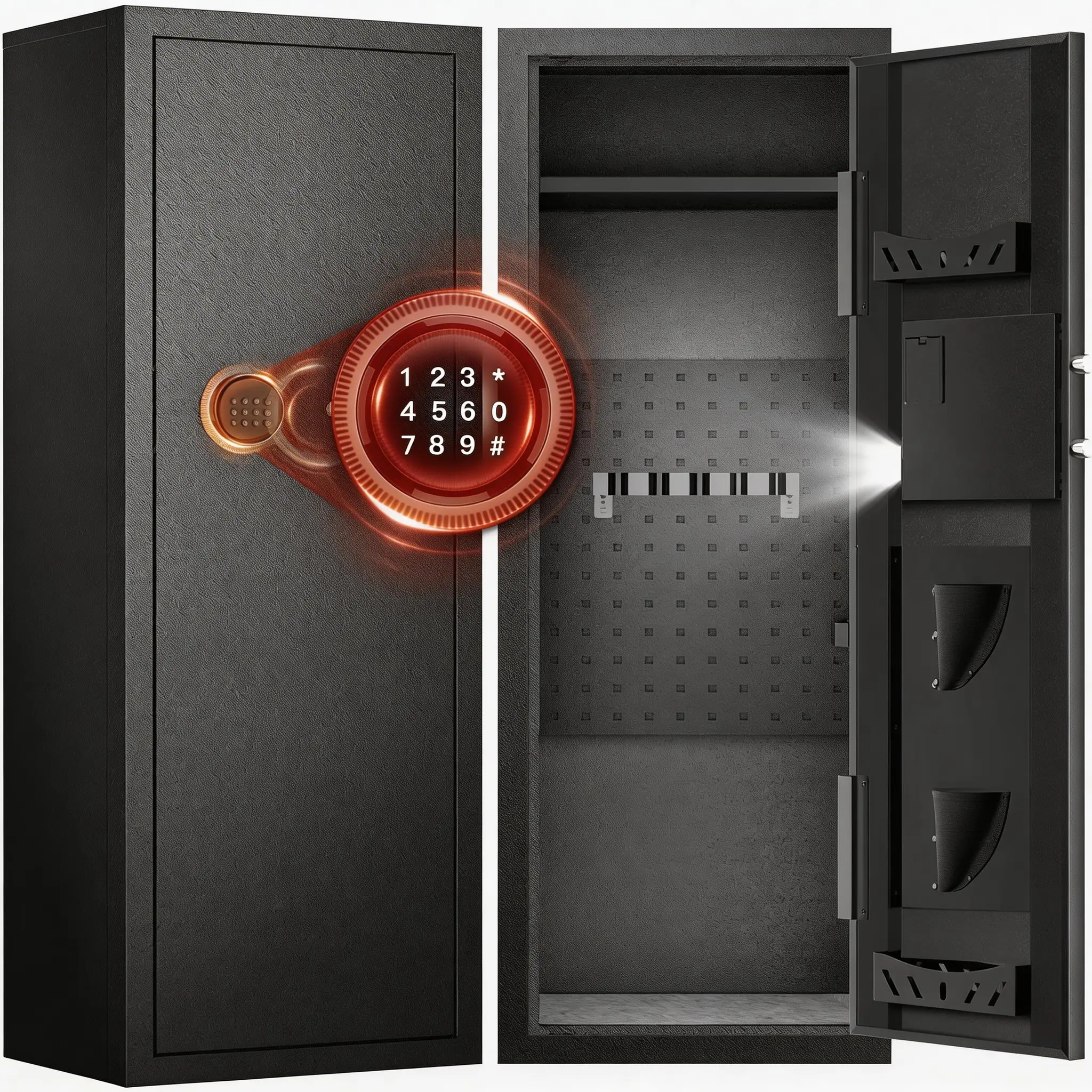 ACTIGER 12-16 Capacity Anti-Theft Smart Security Safe Cabinet, Quick-Access Digital Board with Alarm Lock System, Adjustable Shelves, Expansion Bolts, LED Lights for Home Office Security