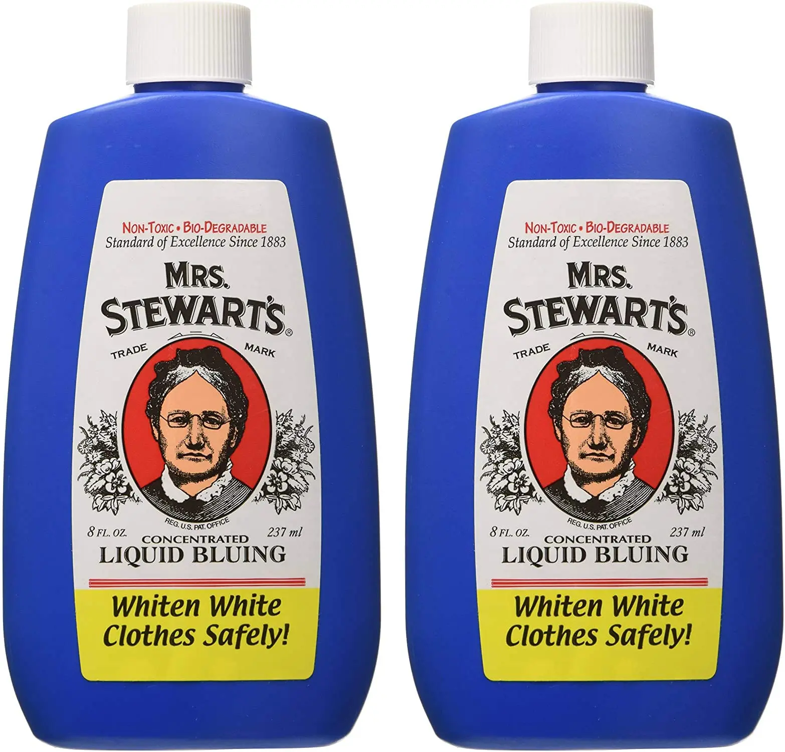 Mrs. Stewart's Bluing Agent Concentrated Fabric Brightener, Whitening Bleach-Free Household Cleaner Soap, 8oz Bottles, Pack of 2