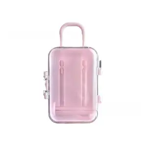 6-Pack Candy-Colored Mini Suitcase Storage Boxes | Plastic Storage Bins, DIY Decoratable, with Rolling Wheels & Retractable Handle, for Jewelry, Bead & Desktop Organization, Adorable Toy Travel Trunk