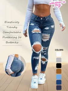 NVFelix Women's High-Waisted Ripped Skinny Jeans, ElasticVintage Design, Butt Lift, Casual Fashion, Daily Wear,Sporty Style,Mother's Day Gift