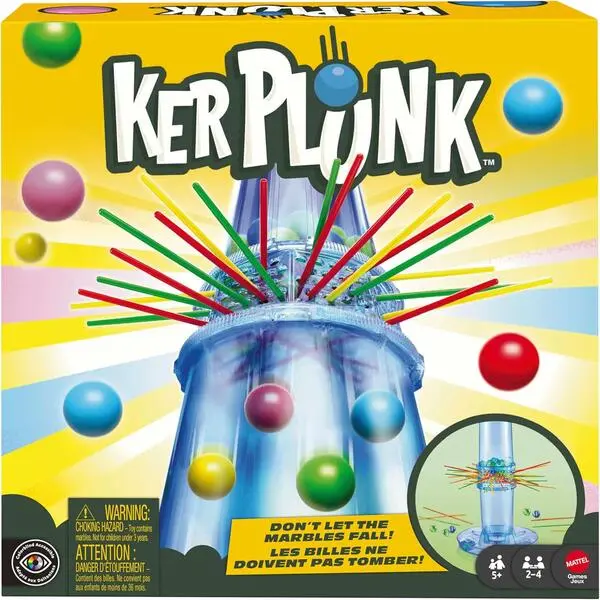 KerPlunk Kids Game, Easy-to-Learn Family Board Game for 2–4 Players, Don't Let the Marbles Fall