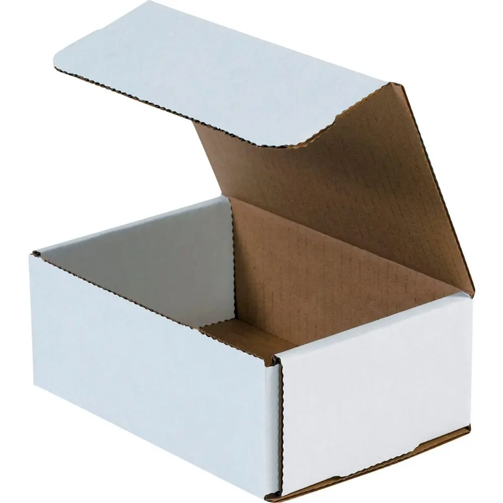 Global Industrial B40196 Single Wall Crush Resistant White Corrugated Mailers - 6.5 x 4.5 x 2.5 in. Inside Dimensions - Pack of 50, for Mail Protection