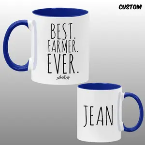 Custom Name Best Farmer Ever Mug, Personalized Agriculture Appreciation Coffee Mug, Farm Life Birthday Gift For Him Ceramic Mug