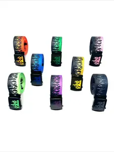 Men's Canvas Leather Belt, Street Style Belt, Fashion Belts Hip Hop Trend, Casual Flame Waistband, Unique Personality Design, Comfortable Everyday Wear