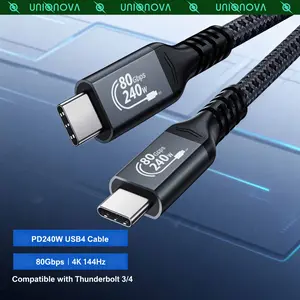 UNIQNOVA Braided USB 4 USB-C to USB-C Fast Charger Cable, High-speed 80Gbps/40Gbps, 240W Fast Charging with E-Mark Chip for Charging Safety, 4K Video, Thunderbolt 4/3 Compatible,for MacBook Pro/Air, iPad,iPhone 17/16/15,Samsung Galaxy,SSD,Smartphone