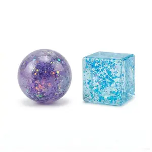 2-Piece Aurora Malt Party Favors Fidget Ice Cubes, 1 Random-Colored Circle + 1 Random-Colored Square, Realistic Tofu Cube Design, , Stress Relief Party Gift, Squishies, Fidgets, Sensory Stuff tiktokshopspringglowup,summervibes