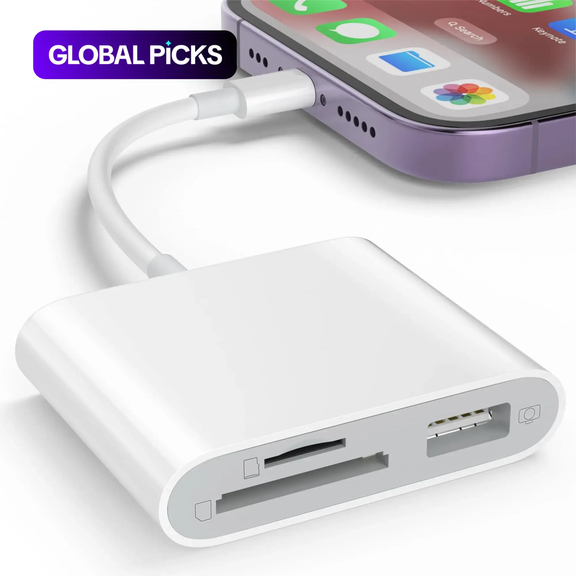 SD Card Reader OTG Adapter for iPhone and iPad, Memory Card Reader with USB Camera Adapter, Plug-and-Play SD Card Viewer for Trail Cameras #GLOBAL PICKS
