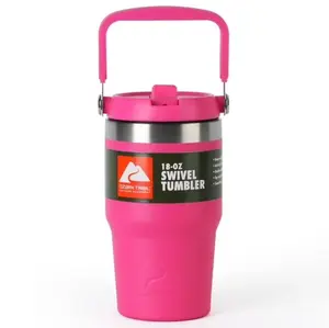 Ozark Trail 18 oz Insulated Stainless Steel Tumbler with Swivel Handle,Hot Pink