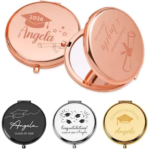 Custom Name Personalised Graduation Compact Mirror, Custom Graduation Mirrors with Name Custom Pocket Mirror Class of 2026 Personalised Graduate Gift Birthday College Gift for Women