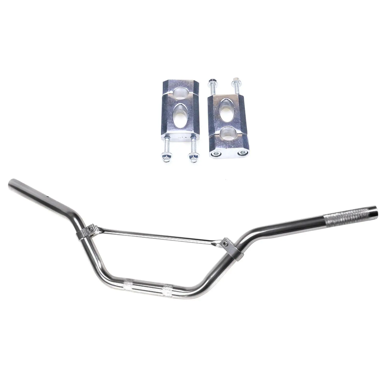7/8" 22mm Motorcycle Handlebar with Handle Bar Clamp Risers for Pit Dirt Bike Trail Pocket Bike Scooter Motocross MX Go Kart Karting ATV UTV Drift Trike Golf Cart Quad Buggy Lawn Mower Four Wheeler