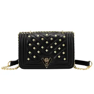 VALENTINO ORLANDI BLACK QUILTED AND STUDDED VERONICA CROSSBODY