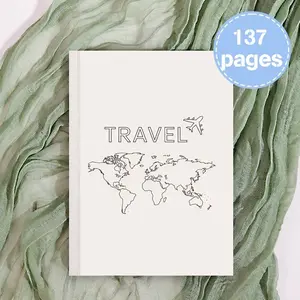 A5 Paper Cover Travel Planner Notebook, No Date, World Map Adventure Design, Ideal Gift for Road Trip Enthusiasts, Perfect for Vacation Journals