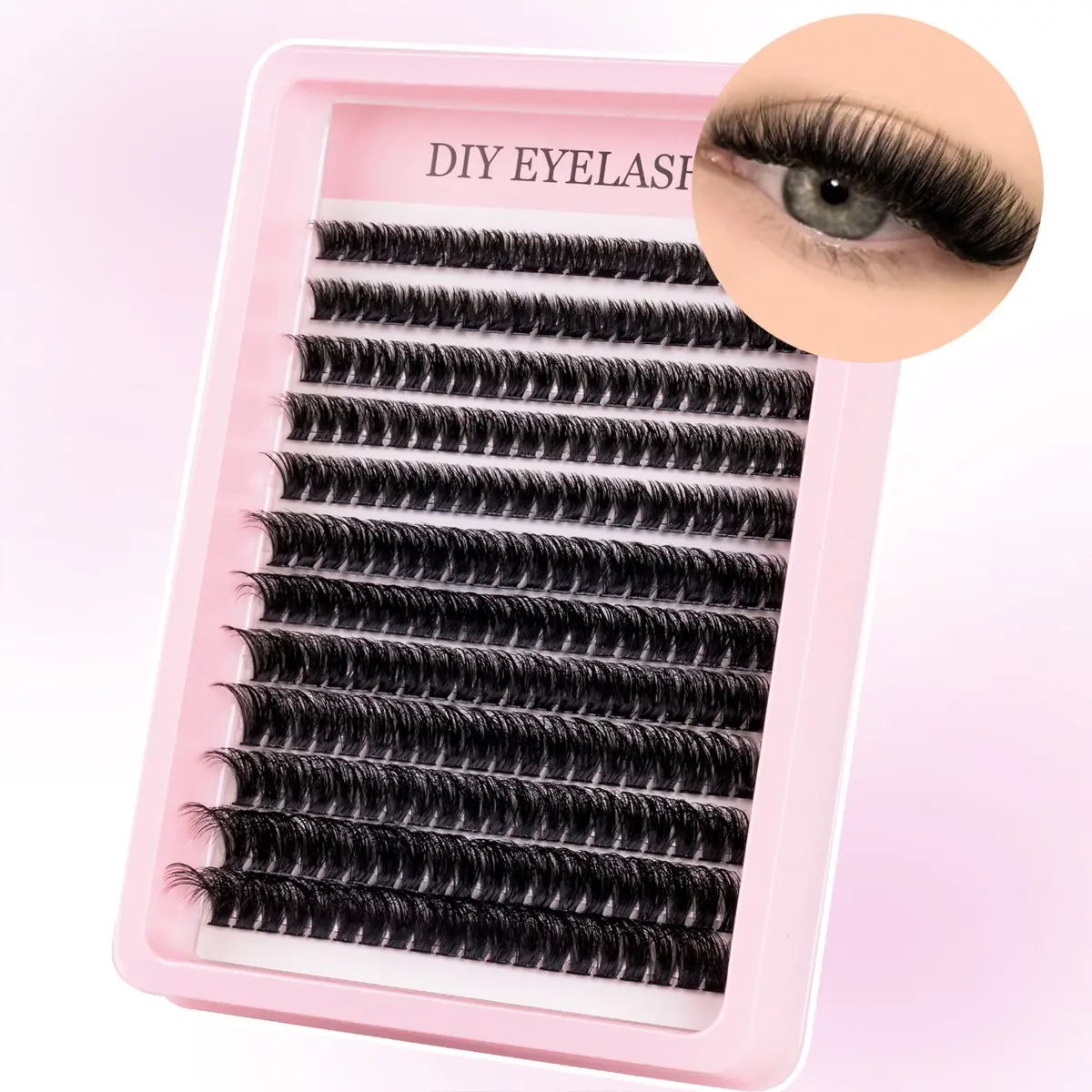 Surprise Self-Made False Eyelashes Extension, Natural Look with Artificial Lashes, Dense D Curl Group, Home Use, Curled Eyelashes, DIY Lash Clusters