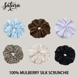 Satura Silk for Hair,100% Mulberry Silk Hair for Women , 30 Momme Soft Hair Ties for Frizz & Breakage Prevention, Elastic Ponytail Holders Gentle And No hurt.Exquisite Packaging, Suitable For Holiday &Christmas Gifts ,Hair accessories,Headbands women