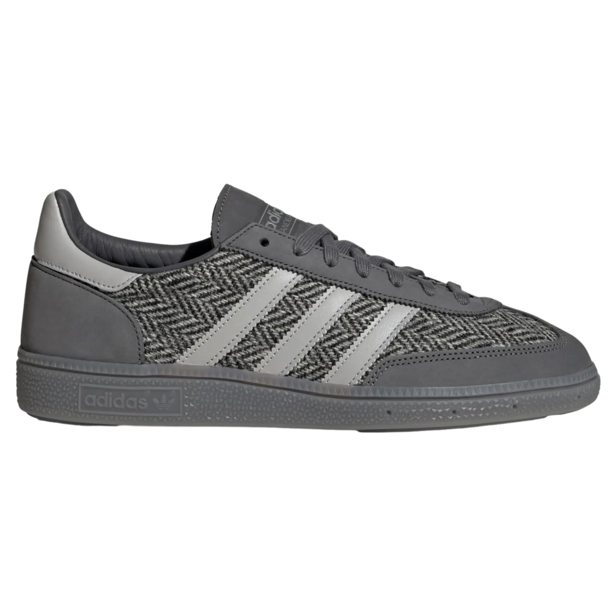 Men's Retro Terrace Sneakers in Harris Tweed and Suede, Grey Casual Walking Shoes with Cushioned Insole and Gum Sole, KJ1247, Sneaker, Footwear, Classic, Trainers