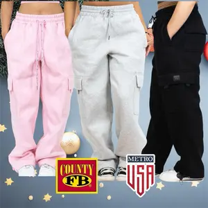 FB County Heavyweight Cargo Sweatpants Fleece Pocket Fit Polyester Loose Fit 13oz 60% Cotton 40% Polyester Menswear Plain Utility Trouser