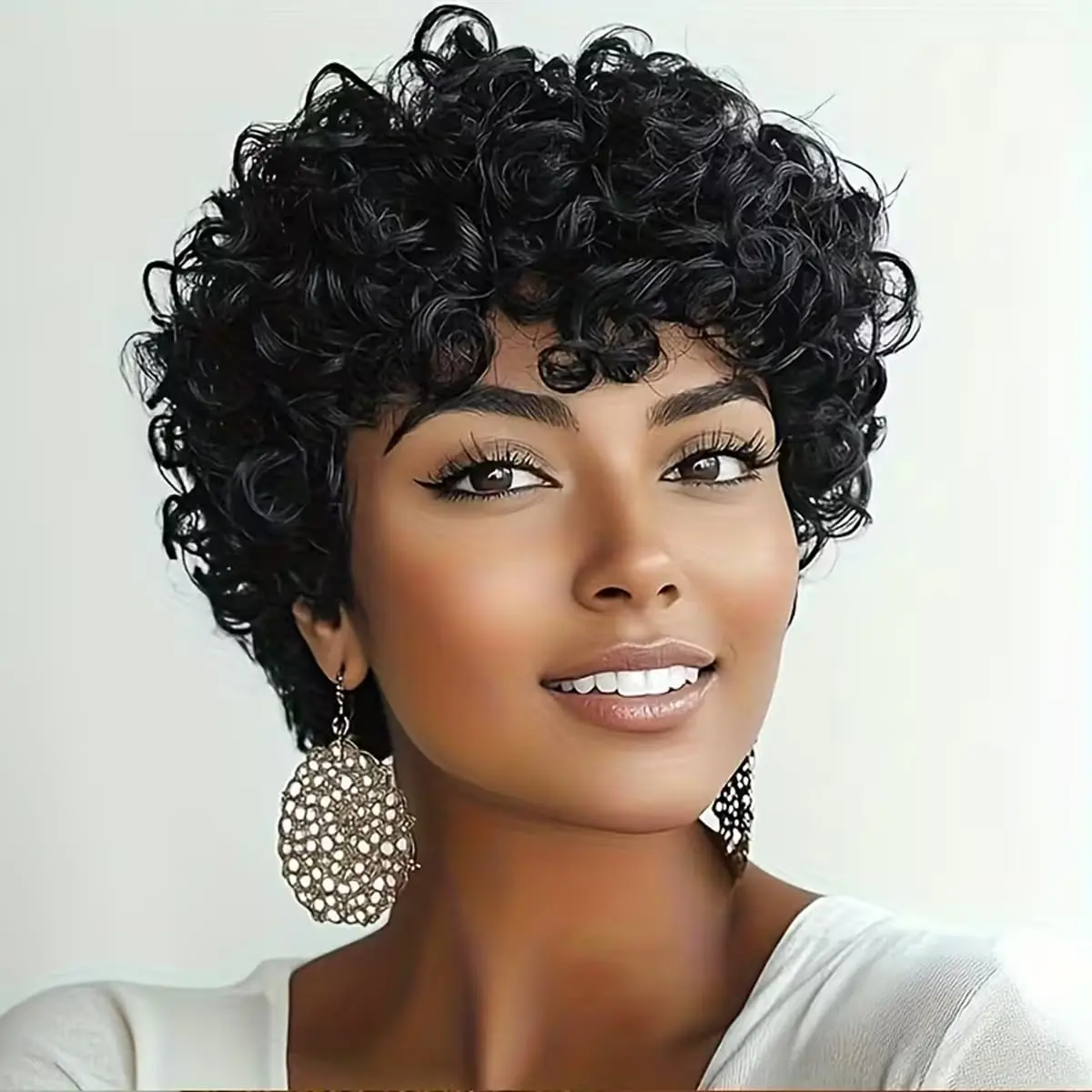 Glueless Wigs Rose Curly Human Hair Wigs for Women Human Hair Afro Curly Styles 70s 80s Pixie Cut Wig Cosplay Daily Use High Density Pixie Curl Afro Short Wig Natural Work Hair Wig ALLOFBOB Wig