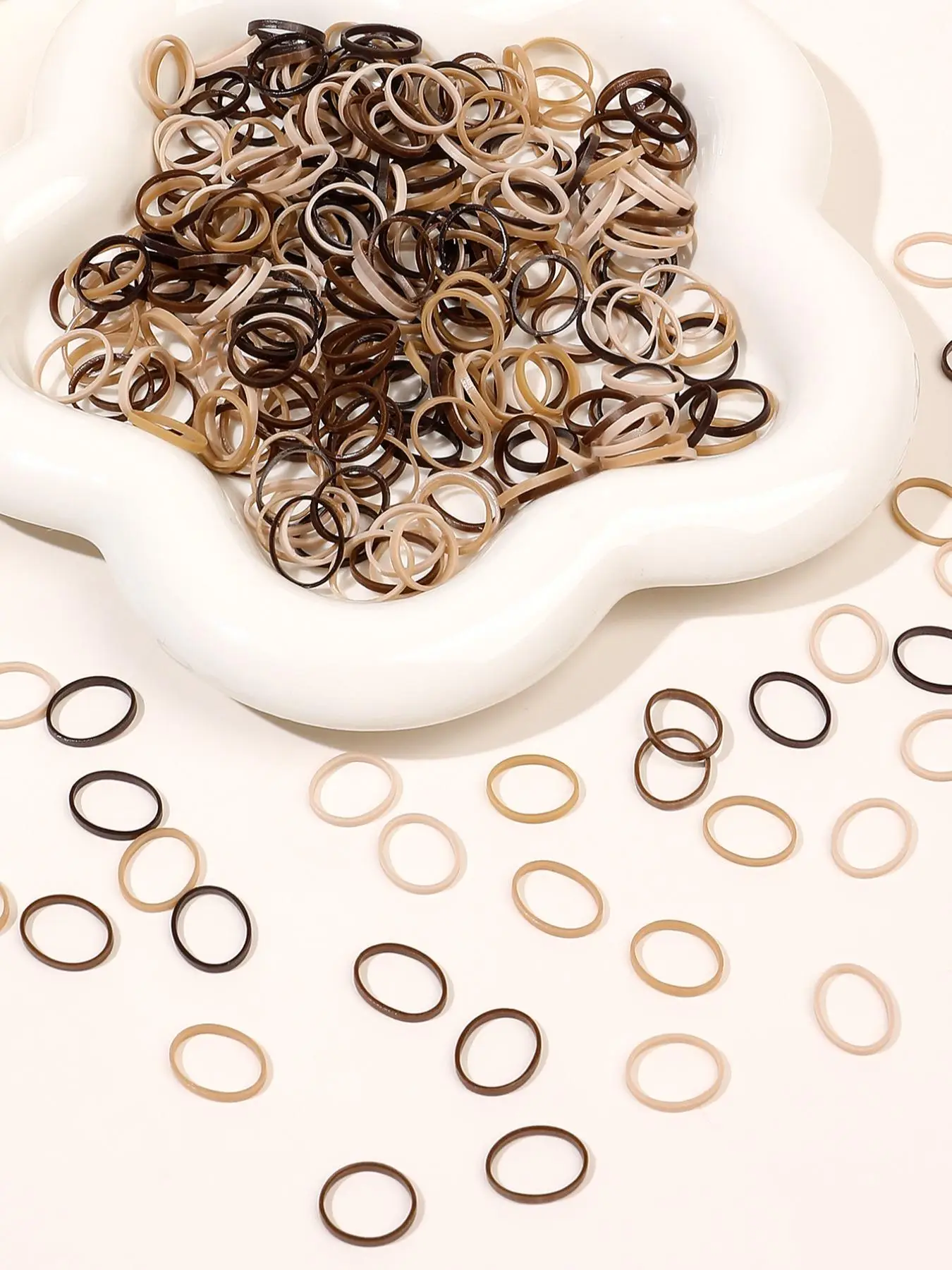 Simple Mixed Color Rubber Hair Ties (1 Box), Soft Elastic Rubber Bands, High Stretch Ponytail Holder, Casual Versatile Hair Accessories for Women & Gi