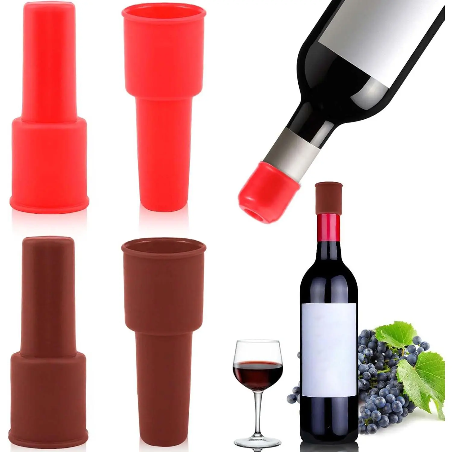 4pcs Synthetic Unbreakable Temperature-Resistant Glass Bottle Stoppers with Double Seal - Kitchenware, Bar Utensils for Wine Lovers' Champagne Preservation, Ideal Party Gift, Stain Resistance