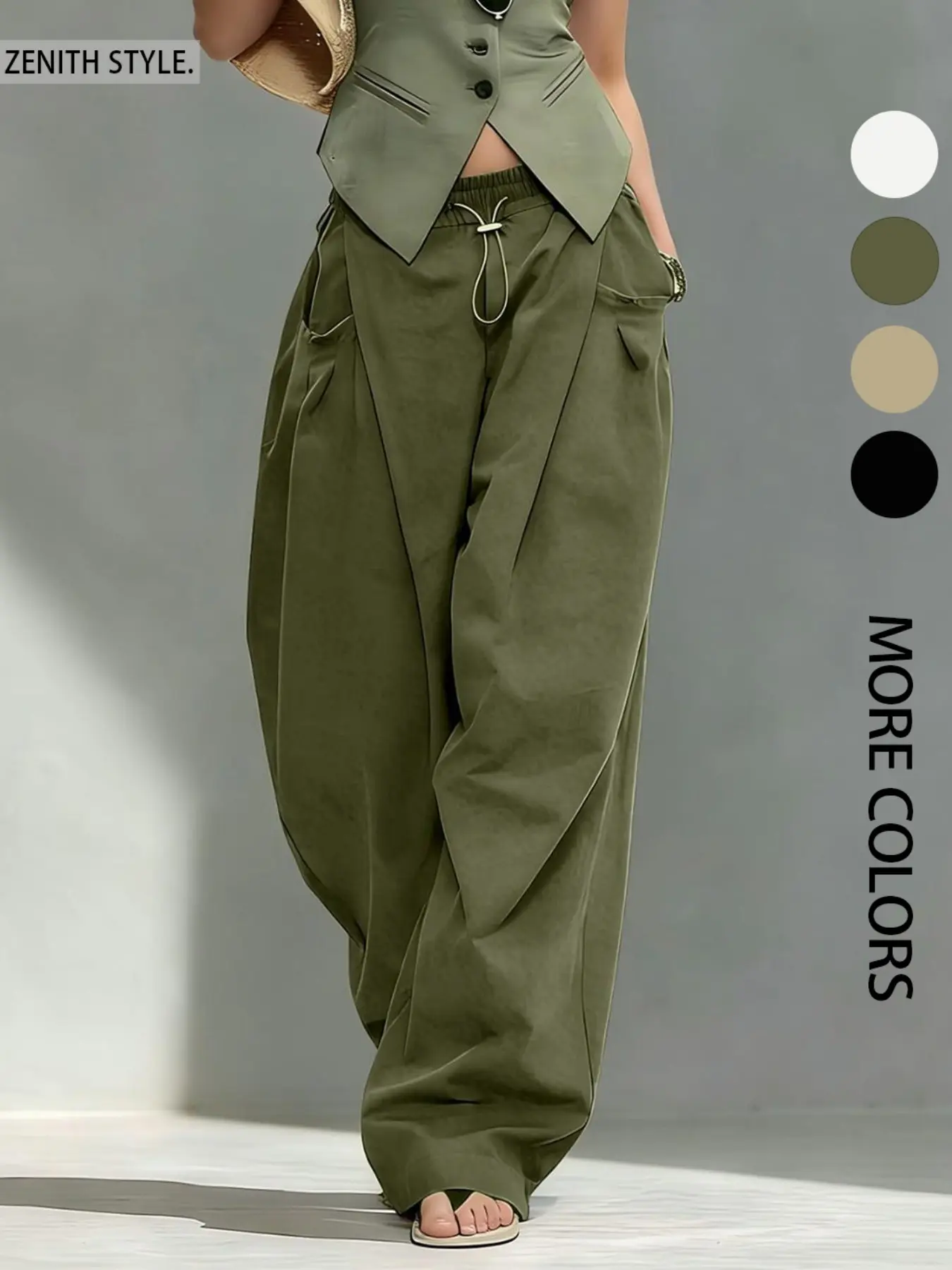 Hip-Hop Cool Girl Style Lantern Pants, Casual Comfy Pocket Trousers, Loose-Fit Drape Long Trousers, Casual Chic Trousers, Casual Women's Fashion Bottoms for Spring & Fall