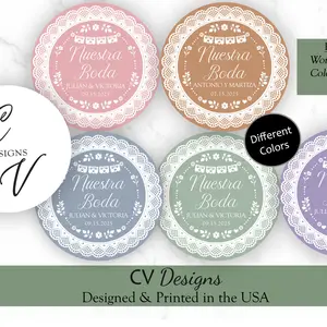 Papel Picado Wedding Stickers 2 Inches or 1.5 inches 100pcs Any Occasion