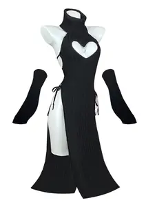 KORURACLUB Valentine's Day Love Cheongsam costume White/Black premium sweater cosplay lingerie Love Cheongsam succubus lingerie