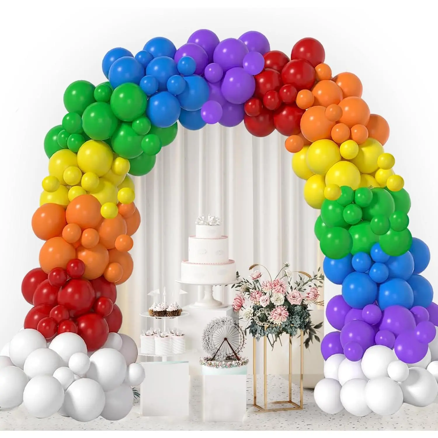 Colorful Balloon Garland Arch Set, 164pcs Different Sizes Rainbow Balloons with 7 Assorted Sizes Including 12in, for Birthday, Wedding, Shower Decorations, Multi-Size
