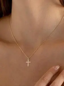 Simple Fashion Cross Pendant Necklace, Stainless Steel Jewelry for Party, Daily Clothing Decor, Trendy All-match & Exquisite Jewelry for Birthday Gift