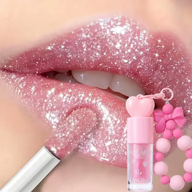 Bowknot Bracelet Lip Gloss Keychain 2-in-1, Pearlescent Shimmer Lipgloss Long Lasting Waterproof Smudge Proof, Cute Aesthetic Y2K Lip Tint, Music Festival Rave Party Accessories, Birthday Holiday Gifts for Women Teen Girls Daily Wear