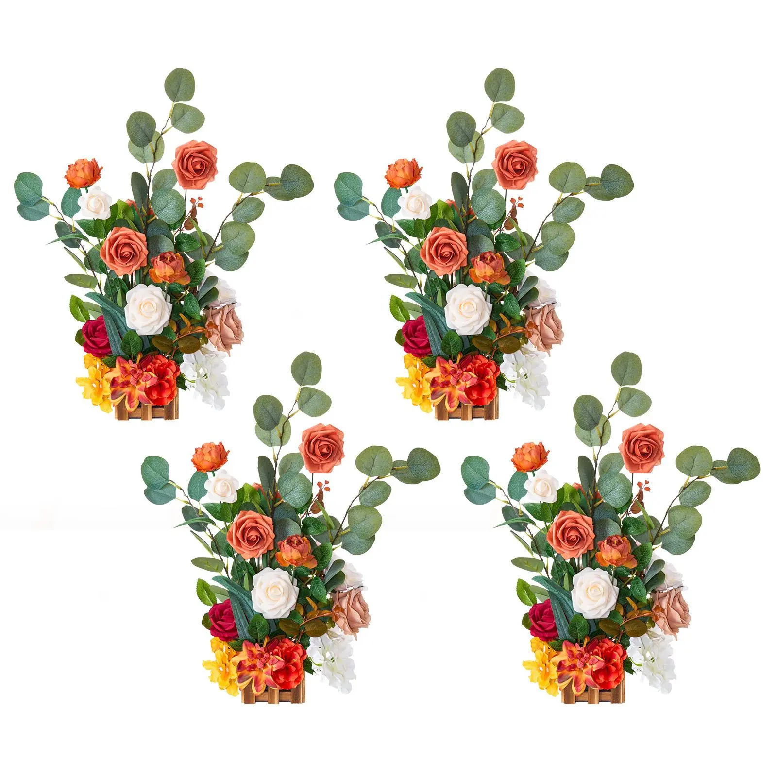 【SummerFinds】VEVOR Standing Artificial Flowers Arrangements 4 PCS, 17.5-Inch Tall Faux Flower Decorations for Wedding Aisle Runner Chair, Orange Floral Centerpieces for Ceremony Reception Party Outdoor Decor