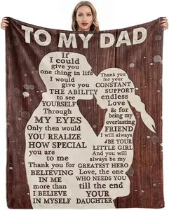 Gifts for Dad from Daughter to My Dad Blanket Best Gift for Fathers Day Birthday Christmas Valentines Day Bday Present Idea for Father Husband Men Him Healing Thoughts Throw Blanket 60''x50''