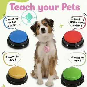 Pet Talk: Enhance Communication with Your Pet - Set of 4 Recordable Voice Buttons for Dog Training - Teach Your Pet to Talk with 30-Second Record and Playback - Ideal for Training and Fun Interactions